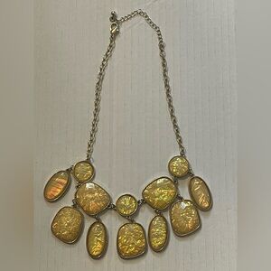 Elegant Gold Necklace with Iridescent Stones
